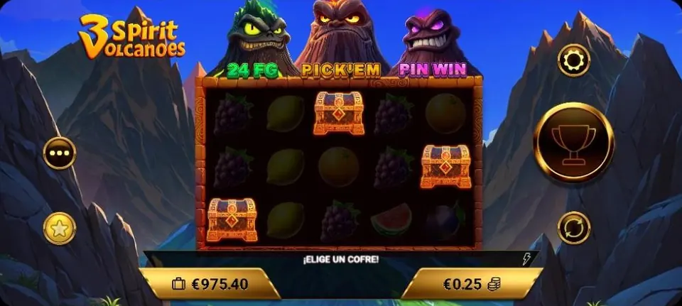 Tres cofres Scatter en los rodillos 1, 3 y 5 de 3 Spirit Volcanoes