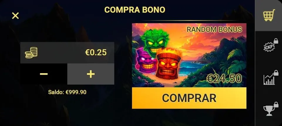 Menú Compra Bono de 3 Spirit Volcanoes con apuesta de 0,25