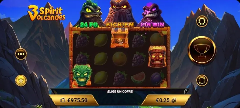 Máscaras verde, roja y morada sobre los rodillos de 3 Spirit Volcanoes